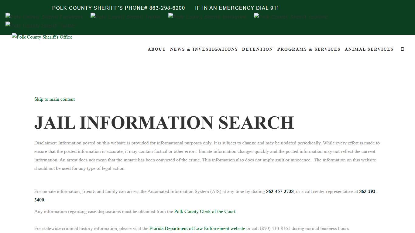 Jail Inquiry Polk County Sheriff's Office